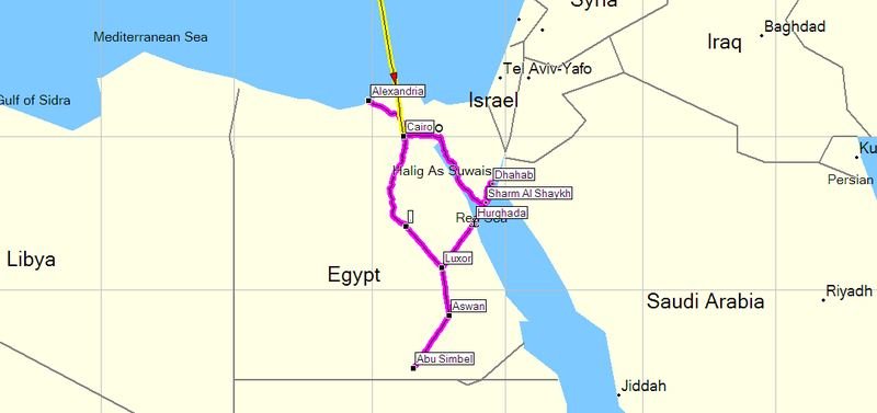 Egypt route map